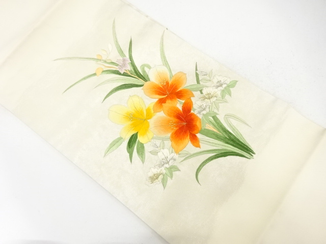 JAPANESE NAGOYA OBI / EMBROIDERY / FLORAL PLANTS
